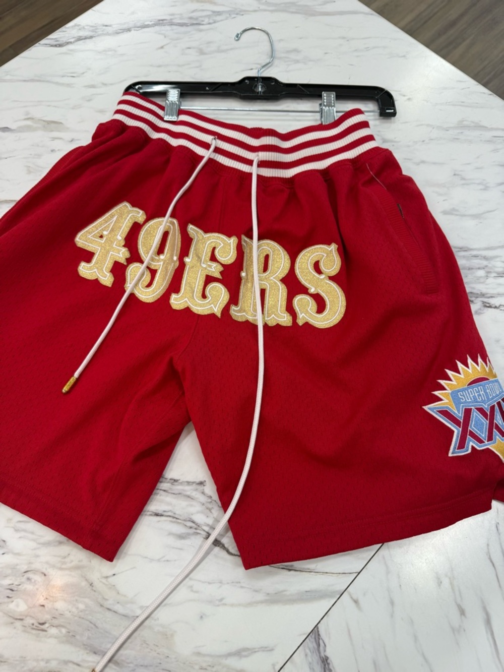 Just Don Red Shorts with Gold Accents